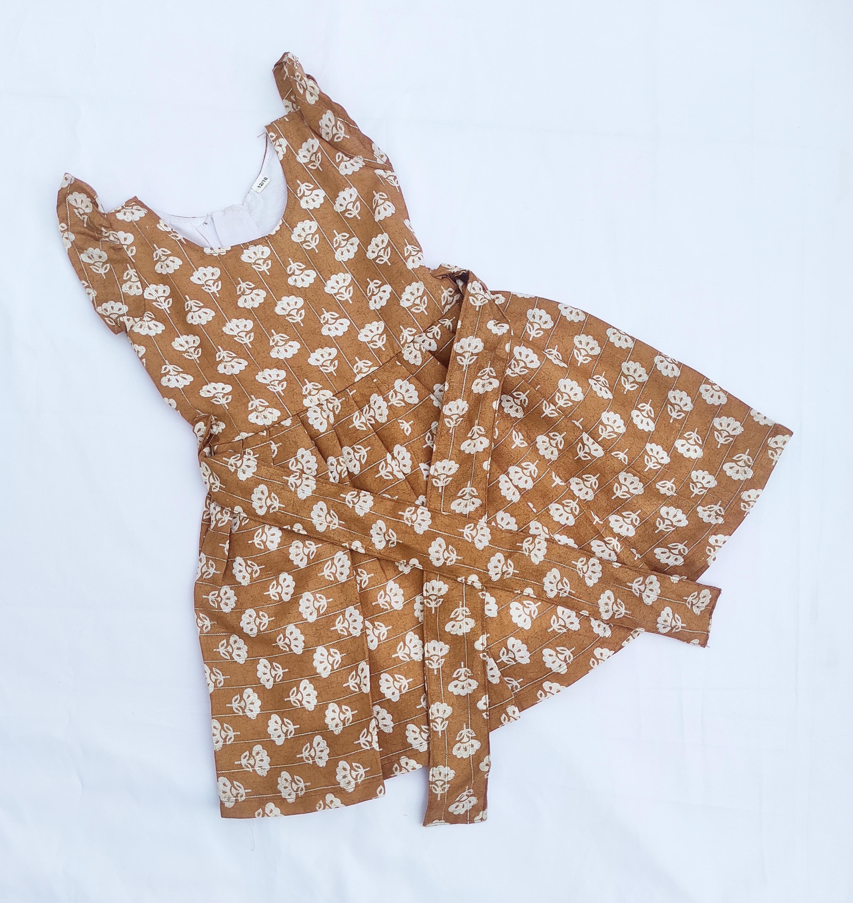 Pastel Brown Flowers Frock